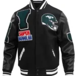 New York Jets Mashup Black Varsity Jacket front