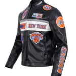 New York Knicks Black Moto Leather Jacket