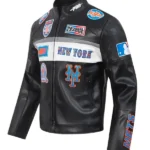 New York Mets Black Leather Jacket