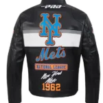 New York Mets Black Leather Jacket back