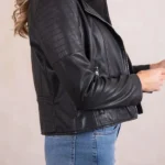 Nicola III Leather Biker Jacket sleeves