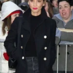 Olivia Munn Black Peacoat front