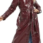 Only Murders in the Building Mabel Maroon Leather Coat front