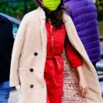 Only Murders in the Building Mabel Mora Double Breasted Sherpa Coat front