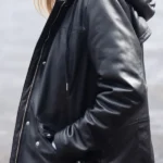 Parkgate Hooded Black Leather Parka Coat site