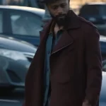 Play Dirty LaKeith Stanfield Burgundy Long Coat front