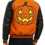 Pumpkin Crew Black and Orange Varsity Jacket Back
