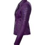 Purple Leather Womens Biker Jacket
