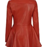 Red Leather Peplum Jacket back