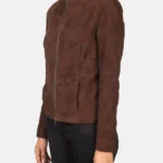 Rumella Mocha Suede Leather Biker Jacket