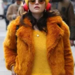 Selena Gomez Only Murders in the Building Orange Fur Jacket