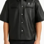 Stegaro Believer Oversized Black Leather Shirt