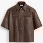 Stegaro Believer Oversized Cofee Brown Leather Shirt