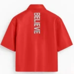 Stegaro Believer Oversized Red Leather Shirt Back