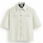 Stegaro Believer Oversized White Leather Shirt