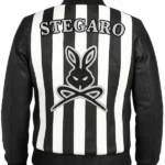 Stegaro Retro Striped Leather Jacket black back