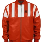Stegaro Retro Striped Leather Jacket red front