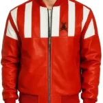 Stegaro Retro Striped red Leather Jacket front