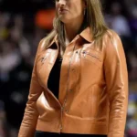 Stephanie White Leather Brown Jacket