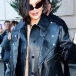 Street Style Kylie Jenner Leather Black Jacket