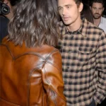 Street Wear Selena Gomez Brown Leather Jacket back