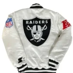 Tom Brady White Raiders Jacket back
