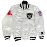 Tom Brady White Raiders Jacket front