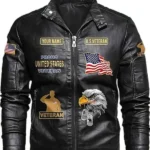 US Army Black Veteran Leather Jacket front