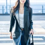 Weki Meki Do-yeon Black Leather Coat