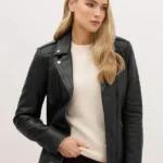 Wiomen LTS PREMIUM Tall Black Leather Biker Jacket