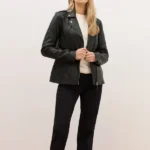 Wiomen LTS PREMIUM Tall Black Leather Jacket