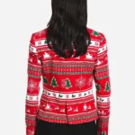 Woman Christmas Tree Pattern Red Blazer back
