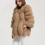 Women Premium Real Fox Fur Bubble Jacket