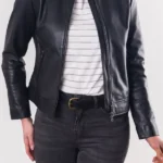 Womens Graystone Leather Black Racer Jacket front