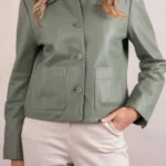Womens Kendal Collared Leather Jacket front