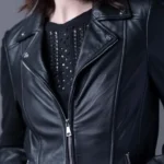 Womens Newby Centre Zip Leather Biker Jacket