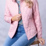 Womens Pink Cicely Quilted Jacket front