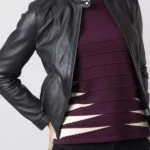 Womens Thorpe Leather Jacket front