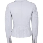 Womens White Biker Leather Jacket​ back