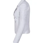Womens White Biker Leather Jacket​ sleeves