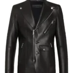 Zayn Malik Eyes Closed Leather Jacket front