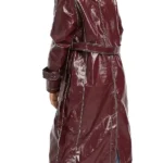back Only Murders in the Building Mabel Maroon Leather Coat