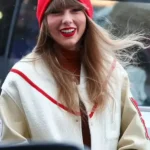 front CTFL Taylor Swift Red Star White Varsity Jacket