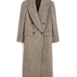 Alexa Chung Brown Long Wool Coat front