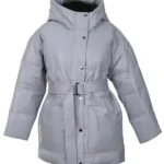 Aurora Belted Leather Puffer Coat