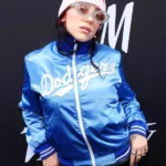 Billie Eilish Blue Varsity Dodgers Jacket front