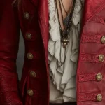 Bohemian Vintage Crimson Military-Style Eco-Leather Jacket