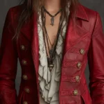 Bohemian Vintage Crimson Military-Style Eco Red Leather Jacket