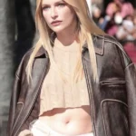 Camille Emily In Paris Brown Distressed Leather Jacket