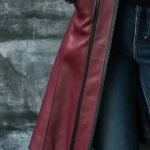 Casual Retro Loose Long Maroon Leather Jacket